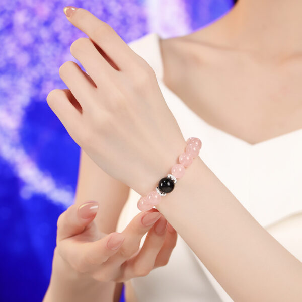粉水晶银曜石手链（Pearl crystal silver lapis lazuli bracelet）