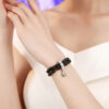 男款-银曜石双圈手链（Men's - Silver Obsidian Double Ring Bracelet）