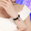 男款-银曜石双圈手链（Men's - Silver Obsidian Double Ring Bracelet）
