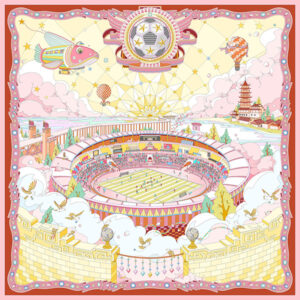 “星穹绿茵”橙色素绉缎70方巾（"Sky Dome Green Grass" Orange Color Crepe Silk 70-inch Towel）