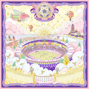 “星穹绿茵”紫色素绉缎70方巾（"Star Sky Green Grass" Purple Satin Crepe 70 Square Towel）