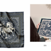 “金骏星辉”刻纸丝巾双非遗礼盒（黛蓝）“Golden Horse Starlight” Double Cultural Heritage Gift Box of Paper-cutting and Silk Scarf（dark blue）