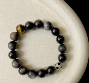 男款-银曜石手链（Men's - Silver Obsidian Bracelet）